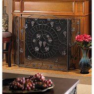 Grapevine Vineyard Fireplace Screen ~ 3 Connecting Panels ~ Iron with Metal Mesh
