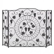 Grapevine Vineyard Fireplace Screen ~ 3 Connecting Panels ~ Iron with Metal Mesh N2