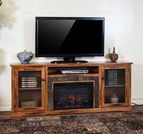 Sunny Designs K3488RO-80F Sedona Fireplace Media Console with Firebox