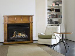 Pleasant Hearth Vent-Free Dual Fuel Fireplace in Rich Heritage, 45-Inch N2