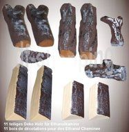 Gel + Ethanol Fire-Places Ceramic Wooden Fire Logs - Set Of 11 Pieces