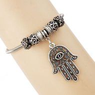 Tibetan Silver Hamas Hand Fatima Charm Bracelet Classical Chain Bangle Jewelry