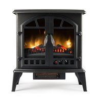 Jasper Free Standing Electric Fireplace Stove - 25 Inch Black Portable Electric Vintage Fireplace with Realistic... N8