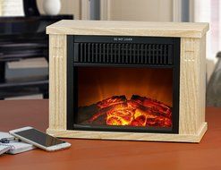 Fanala 13" Electric Mobile Fireplace Portable Freestanding Tabletop Mini Heater Firebox (13 inch, Light Wood Grain) N2