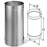 DuraVent 6DBK-12SS 6" Inner Diameter - DuraBlack Stove Pipe - Single Wall - 12", Stainless Steel