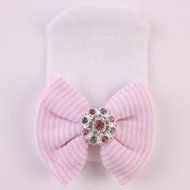 Newborn Baby Girls Toddler Stripe Hospital Cap Infant Comfy Bowknot Beanie Hat N7