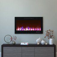 Moda Flame 35 Inch Bliss Crystal Recessed Touch Screen Multi-Color Wall Mounted Electric Fireplace