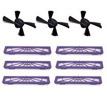 I-clean 6-pack High-performance Filter Replacement + 3 Side Brushes for All Neato Botvac Series Models, 70e 75... N4