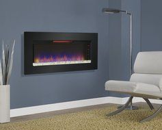 ClassicFlame 47II100GRG Felicity 47" Wall Mounted Infrared Quartz Fireplace, Black Glass Frame