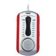 New NAXA NR721RD AM/FM Mini Pocket Radio with Speaker (Red)