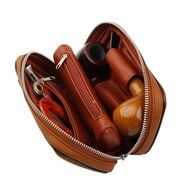 Scotte(TM) Leather pipe tobacco pouch case for 2 tobacco pipe and other accessories N5