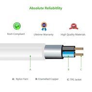 UGREEN 10747 Gold Plated 3.5mm Stereo Auxiliary Extension Cable - 3ft (1m) - White for Smartphones, Tablets... N8