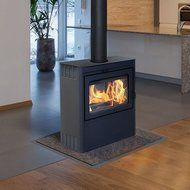 Vision See-Through Wood Burning Stove Finish: Metallic Black