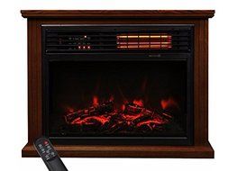 Fireplace Mantel Decor, Portable Indoor,Infrared Heater Quartz,1500 W, With 3D Flame,Color Dark Walnut