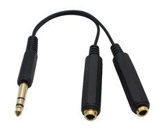 Lemeng 1/4" 6.35mm Stereo Plug / Male to Dual 1/4" 6.35mm Jack /Female Splitter Adapter Cable 0.6 Feet (Black) N3