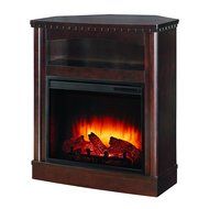 Pleasant Hearth Thompson Compact Wall/Corner Media Fireplace, Mocha N2