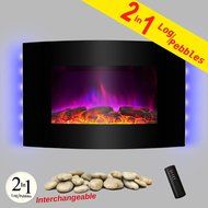 AKDY 36" Wall Mount Type Tempered Glass Adjustable 2 Setting 1500W LED Flame Effect Bedroom Electric Fireplace...