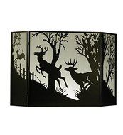 Meyda Tiffany 50971 Deer on The Loose Folding Fireplace Screen, 62" W x 40" H