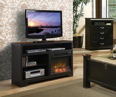 Homestar ZVANCOUVER Vancouver Media Fireplace Console, 51 1/4" x 15 3/8" x 31 3/8", Black Oak N4
