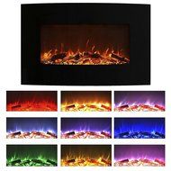 Color Changing Curved Electric Fireplace Wall Mount Stand Remote 36 x 22 Inch - CFP N2