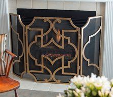 Fireplace Screens - "Chinese Chippendale" Fireplace Screen - Antique Gold