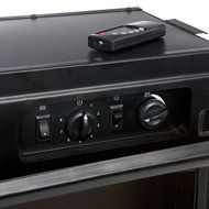Asian Inspired Media Console with Electric Fireplace and Glass Cabinet Doors - Narita N5