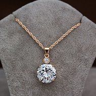 Women Elegant Jewelry White zircon Statement Bib Chain Pendant Necklace wedding N6