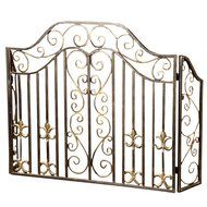 Decorative Fleur de Lis and Scroll Fireplace Screen