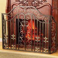 Decorative Fleur de Lis and Scroll Fireplace Screen N2