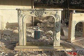 MCM3 Hand-made Luxury Marble Fireplace Mantel,Light Green,67"x55"x11.8"