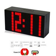 T Tocas Big Number LED Snooze Wall Desk Alarm Clock Thermometer Calendar (Blue) N5