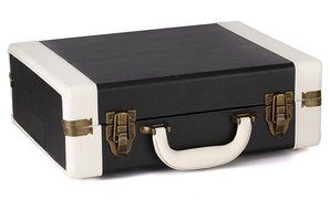 Holiday Gifts Black &amp; White Portable Turntable Suitcase USB Record Player Ambassador Vitkatronics N3