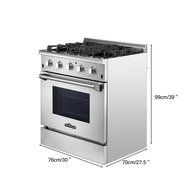 Anself THOR KITCHEN 30-inch Dual Fuel Range Stainless Steel Free Standing Gas Range 4.2 Cu. Ft Professional Kitchen... N5