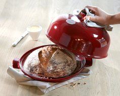 Emile Henry Made In France Flame Bread Cloche, 13.2 x 11.2", Burgundy