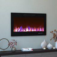 Moda Flame 35 Inch Bliss Crystal Recessed Touch Screen Multi-Color Wall Mounted Electric Fireplace N2