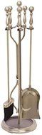 Brand New Homebasix 5 Piece Antique Brass 32" Fireplace Set Tools 0301838