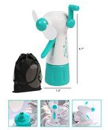 Turquoise Manual Fan and Spray Bottle for Beach, Camping, Summer