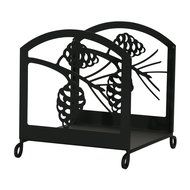 Village Wrought Iron Fireplace Pinecone Silhouette Wood Rack Log Holder FP-WR-89