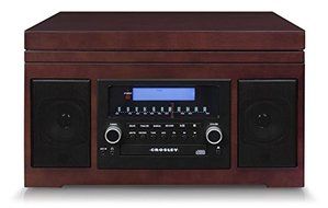Crosley CR2415A-MA Cannon Turntable with Radio, CD Player, Cassette and Aux-In, Mahogany N2