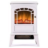 Aspen Free Standing Electric Fireplace Stove - 23 Inch White Portable Electric Vintage Fireplace with Realistic... N3