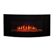 High-End Curved Glass Front Wall Mount Electric Fireplace