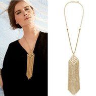 Women Retro Tassel Pendant Gold Plated Alloy Long Chain Necklace Jewelry Fashion N4