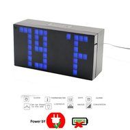 T Tocas Big Number LED Snooze Wall Desk Alarm Clock Thermometer Calendar (Blue) N8