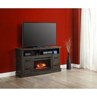 70" TV Stand With Fireplace, Whalen Weathered Dark Pine, Heat Or Without Heat