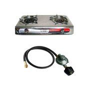 Portable Propane Gas Stove 2 Double Burner Range BBQ and New Regulator Hose