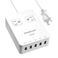 Zettaguard Mini 2-Outlet Travel Power Strip / Surge Protector with USB Charger / USB Charging Station (5-Port... N6