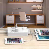 Zettaguard Mini 2-Outlet Travel Power Strip / Surge Protector with USB Charger / USB Charging Station (5-Port... N9
