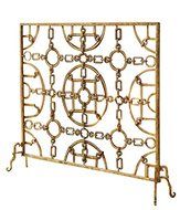 Equestrian Lodge Single Panel Flat Fireplace Screen