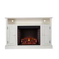 Gabriella 48 in. Freestanding Media Corner Electric Fireplace Console in Antique White, Firebox front: 23 in.... N6