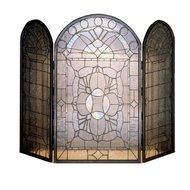 Beveled Glass Clear Folding Fireplace Screen